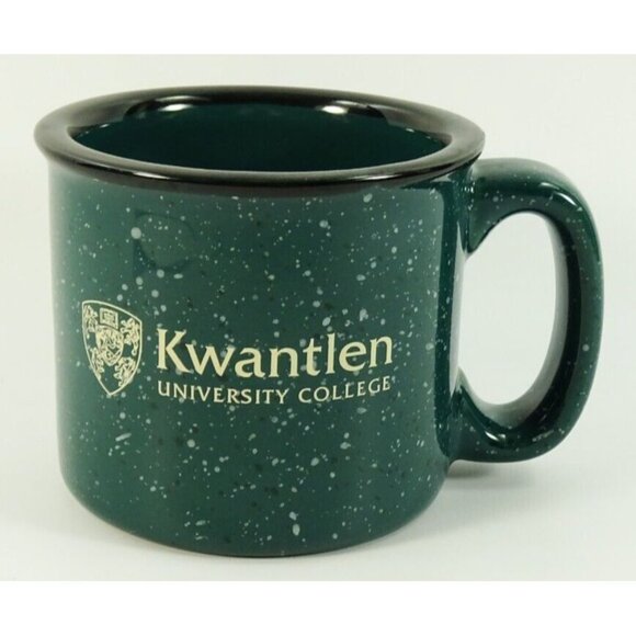 Kwantlen University College Coffee Mug Cup Green Speckled Thick Surrey BC - Picture 2 of 9